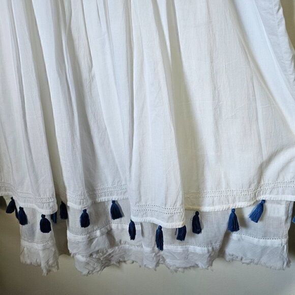 EUC NEVER WORN BOHO EMBROIDERED TASSEL HEM COTTON DRESS SIZE M - Picture 11 of 16